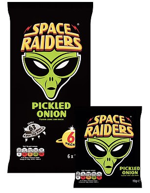 The retro chips with one of the lowest calories are Space Raiders with pickled onion flavor, with a 13 gram bag containing 63 calories - about the same amount of calories as an apple