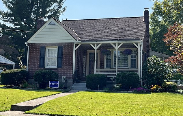 A house right next door to the Kamala Harris supporter's home had a Donald Trump sign out front in Wyomissing, PA. DailyMail.com found a neighborhood town with both Harris and Trump signs