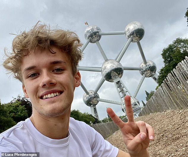 Luca is not a fan of 'grey and cold' Belgium. He is pictured above at the Atomium in Brussels