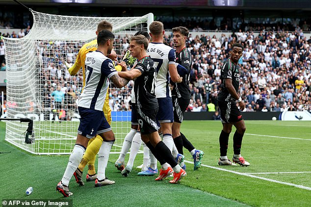 Tempers flared in the first half when several stars were shown a yellow card