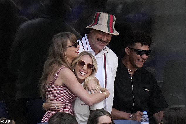 Taylor and Brittany didn't appear to have made any bad blood after sitting apart at the first Chiefs game