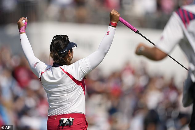 Lilia Vu made the decisive putt to halve her match on the 18th hole