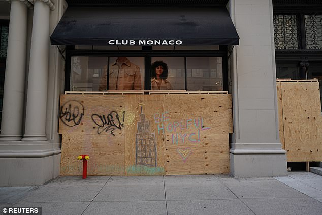 Pictured: A closed Club Monaco store in New York in April 2020 following the Covid-19 outbreak