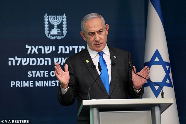 Benjamin Netanyahu (pictured) has been constantly criticized for his decision to continue the military operation in Gaza