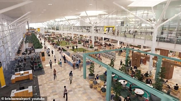 The first part of the transformation at Brisbane Airport is the international terminal which is getting its biggest makeover since it opened in September 1995. Pictured is an artist's rendering