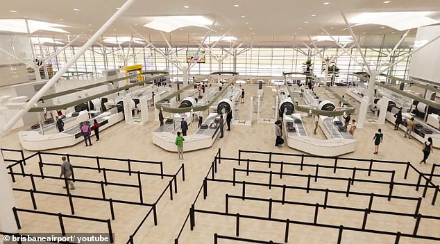 The security screening area at the international terminal will be relocated from a windowless area on level three to a much brighter, naturally lit space on level four. Artist's impression