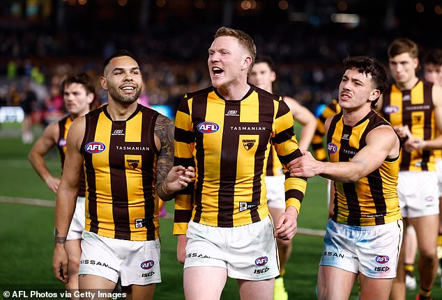 Hinkley mocked Hawthorn players after the final whistle on Friday night in Adelaide