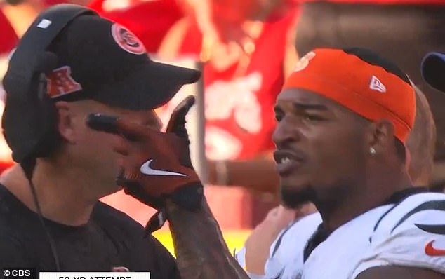 Chase had a passionate conversation with Bengals coach Zac Taylor on the sideline