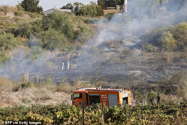 Emergency workers extinguished a fire in the area of ​​Lod, near Tel Aviv, in central Israel, after the Houthis fired a rocket