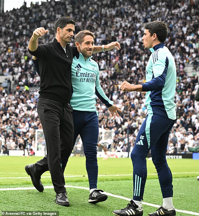 The Gunners have scored 42 goals from set pieces since Nicolas Jover (centre) joined the team in 2021.