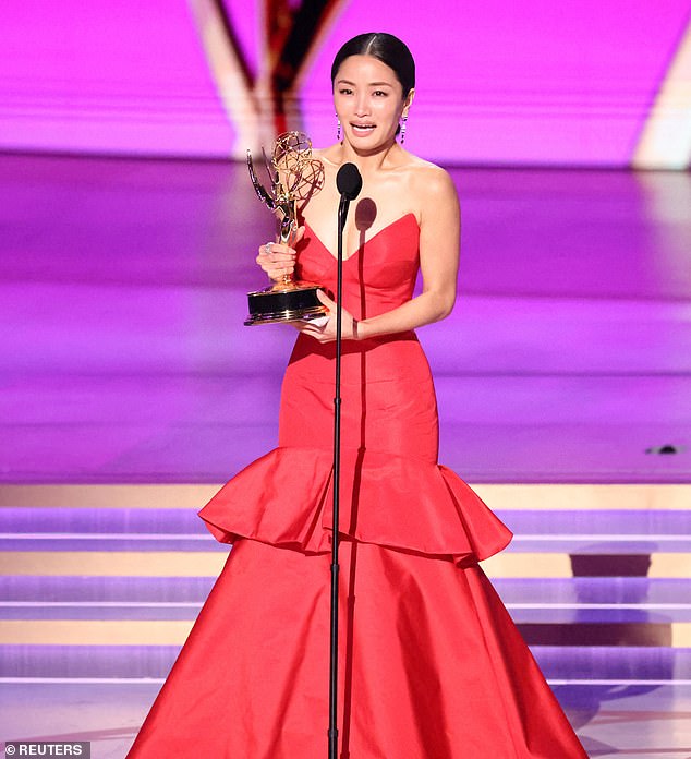 The tears started to flow again as she singled out her mother: 'Mom, I love you, you are the reason why I am here. You showed me stoicism, and that's how I was able to portray Mariko'