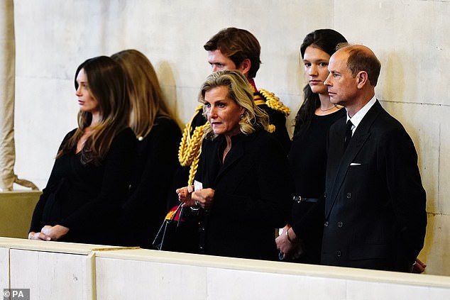 The then Earl and Countess of Wessex look on as the grandchildren keep watch