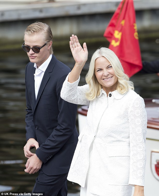 Crown Princess Mette-Marit's son from a previous relationship admitted last month to attacking his 'girlfriend' in a drug and alcohol-fuelled rage