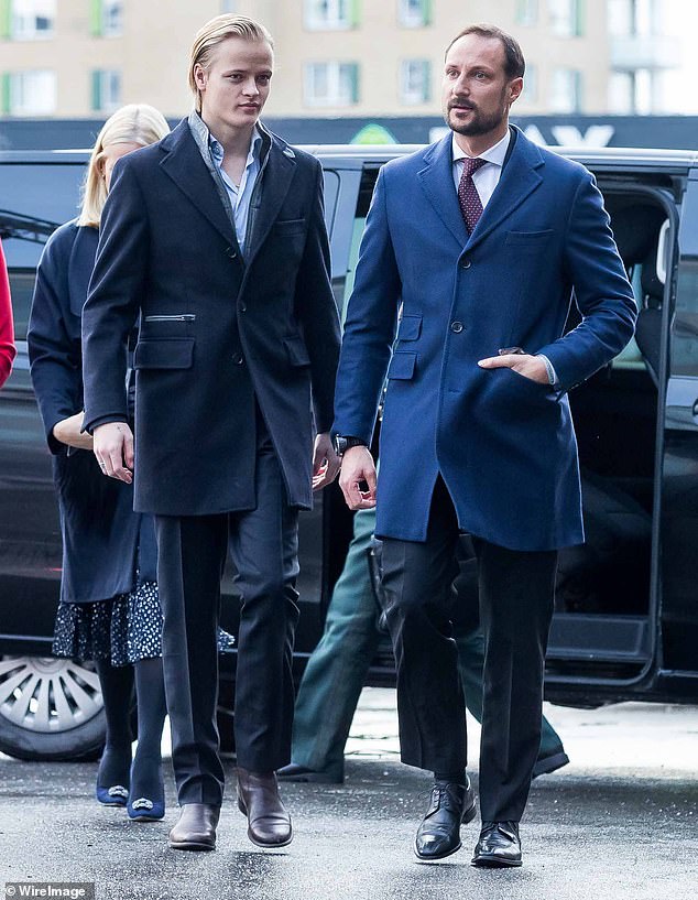 Borg Høiby (pictured with Prince Haakon in 2017) is suspected of causing bodily harm and criminal damage