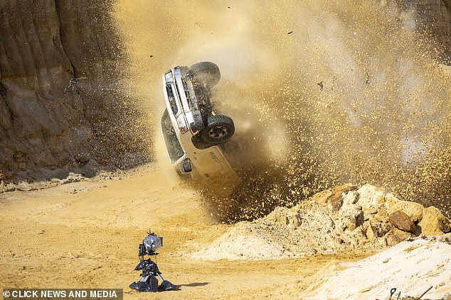 In one scene, bullets were fired before a stunt team designed a vehicle to land on its roof