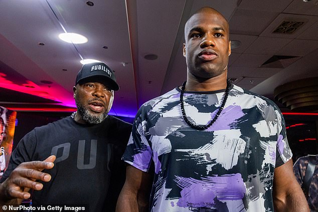 Don Charles with Dubois prior to the press conference for his fight with Oleksandr Usyk