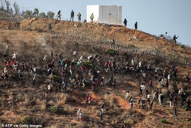 The migrants were stopped by Moroccan riot police and sent back home