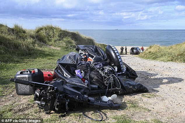 At least eight migrants bound for the UK drowned yesterday after the sloop (pictured) got into trouble in the Channel