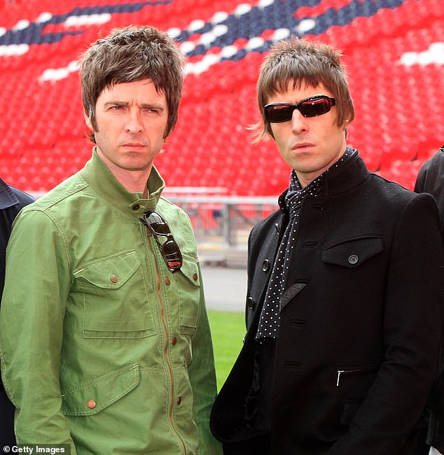 The band announced that Oasis would reunite for a UK tour next year, sparking a fierce battle for tickets. Pictured: Noel (left) and Liam (right) at Wembley Stadium in 2008