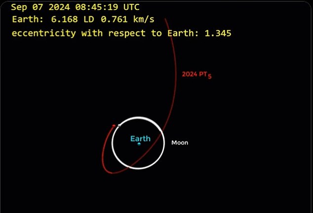 Tony Dunn, an amateur astronomer who creates orbital simulations, posted an animation of the path 2024 PT5 will take as it orbits our planet