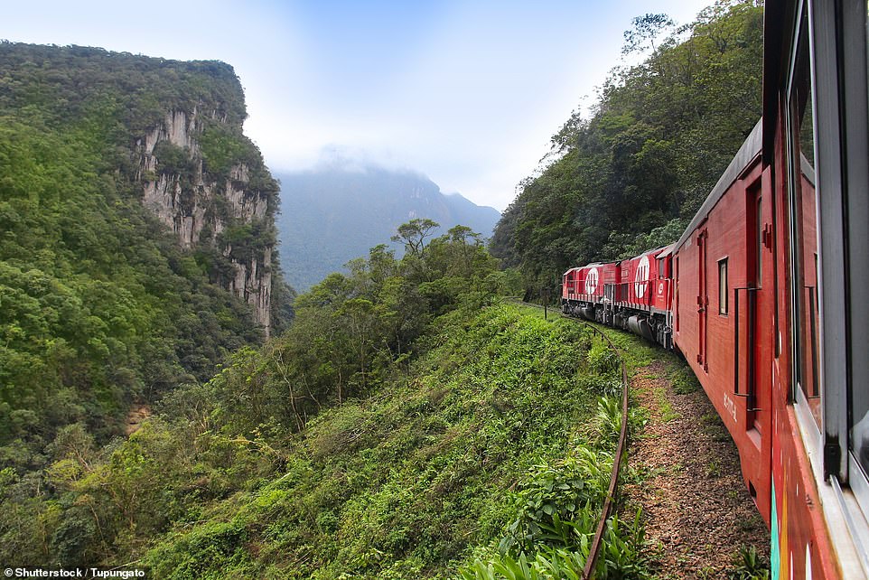 The Serra Verde Express 'winds through dramatic mountain passes covered in tropical rainforest'