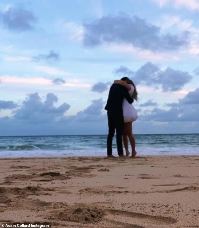 The couple, who are expecting their first child together, looked happier than ever as they posed for loved-up snaps after Adam got down on one knee on the beach in St Ives