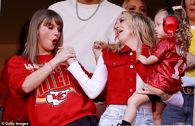 It remains to be seen whether Taylor will be reunited with Brittany in a luxury box again this season, as the duo have been in separate suites for the last two games (pictured last season).