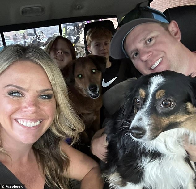 Kristin (pictured with her family and two dogs - but not Aussie) says she's still sad about the loss