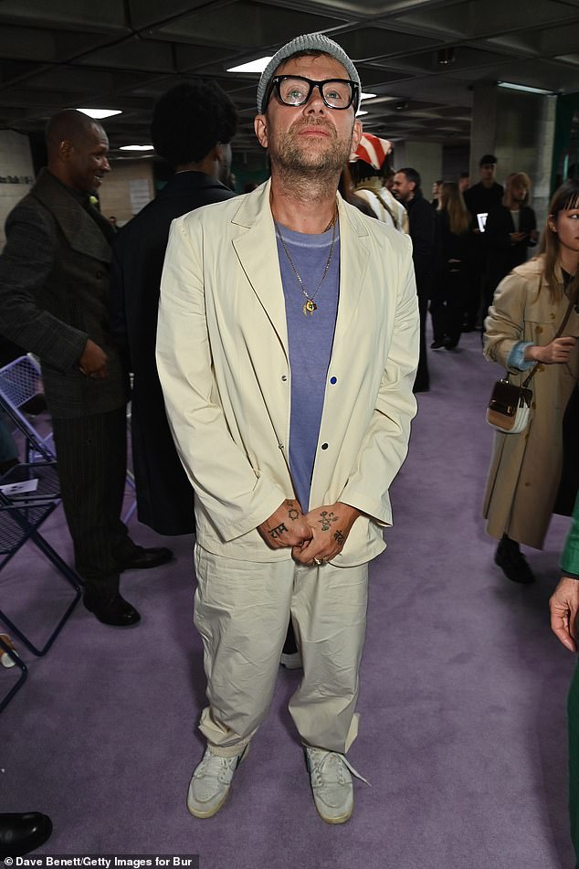 It was a Britpop queen of a different kind who took pride of place at the London Fashion Week event – ​​Blur frontman Damon Albarn (pictured), Oasis' arch nemesis