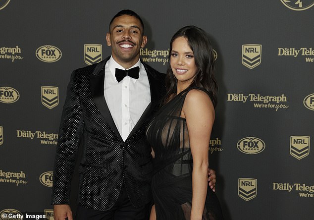 Gould will make a decision on whether Addo-Carr (pictured with Lakaree Smith at the Dally M Awards) should remain with the Dogs and pass that recommendation on to the club