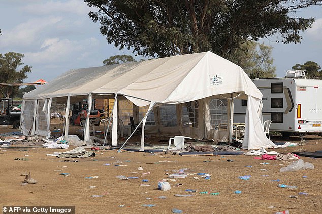 Discarded items and trash after Hamas attack on Nova festival