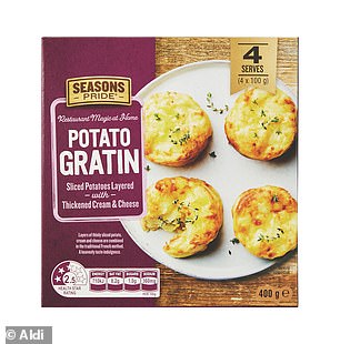 Seasons Pride's potato gratin ($4.99) is ready in just a few minutes in the air fryer