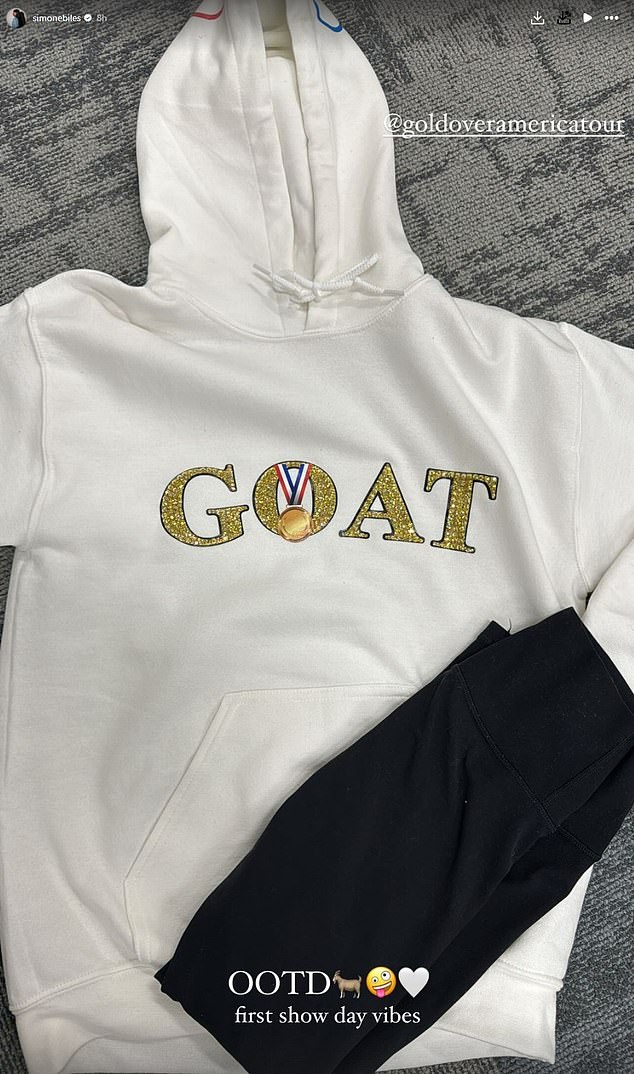 The Olympic legend shared a photo of a hooded sweatshirt with 'GOAT' written on the front