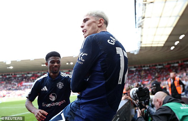 Amad (left) has kept Alejandro Garnacho (right) out of United's starting lineup in three of the team's four games this season