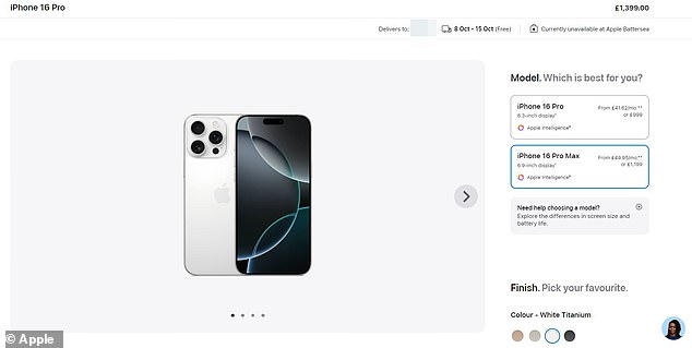 MailOnline has discovered that some iPhone colour and memory combinations will not arrive until mid-October at the latest