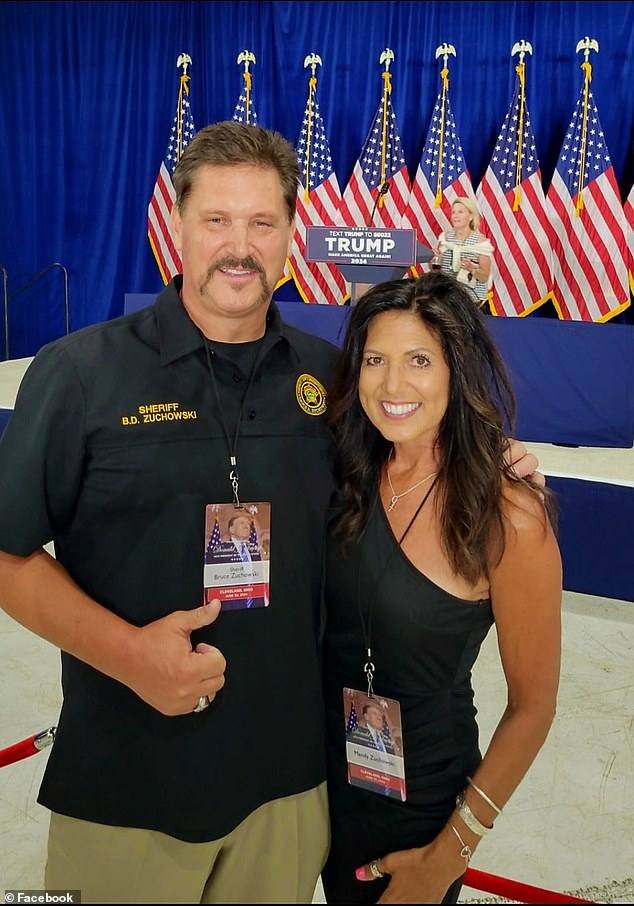 Sheriff Bruce Zuchowski is seen with his wife Mandy at a Trump rally