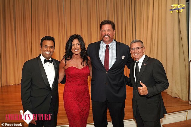 Sheriff Bruce Zuchowski is seen with Vivek Ramaswamy, left, his wife Mandy and Gen. Mike Flynn, right, at Trump's in March 2024