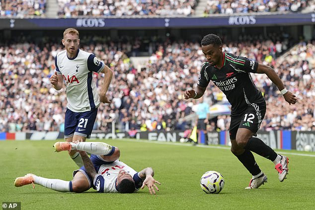 Porro lay down on the ground and held his ankle as Timber tried to continue playing