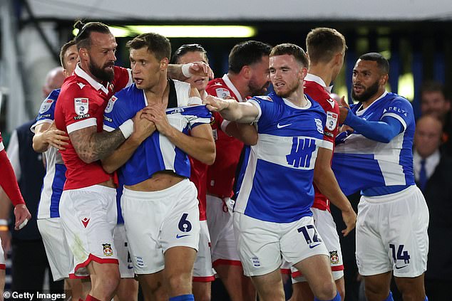 Blues captain Bielik was sent off after receiving two yellow cards within five minutes