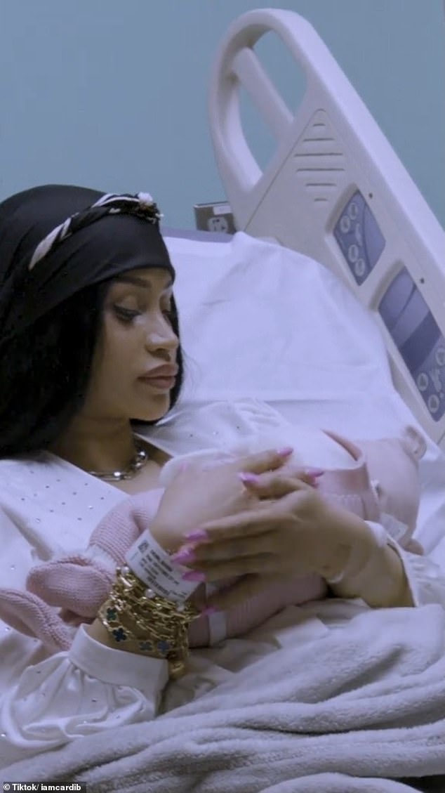 The 31-year-old rapper shared a behind-the-scenes video on TikTok on Sunday, capturing all the excitement in the delivery room after she and estranged husband Offset welcomed a baby girl