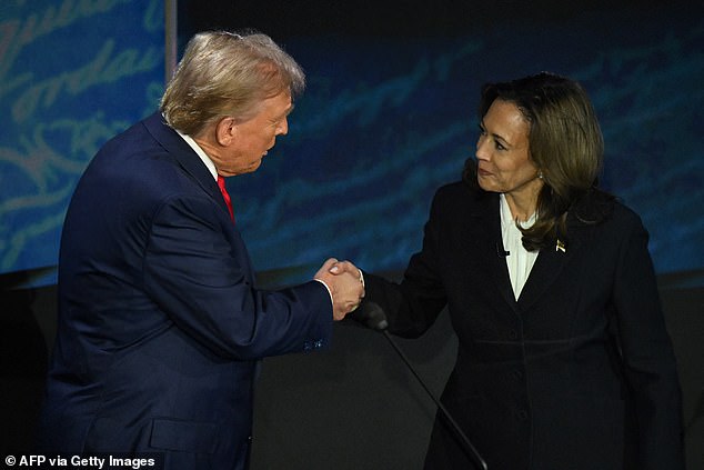 The two candidates during the presidential debate, hosted by ABC News at the National Constitution Center in Philadelphia