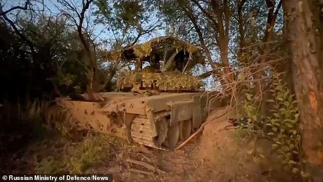 Russian tanks fire on Ukrainian military positions in the Kursk region of Russia. The Russian Ministry of Defense released the footage on September 10