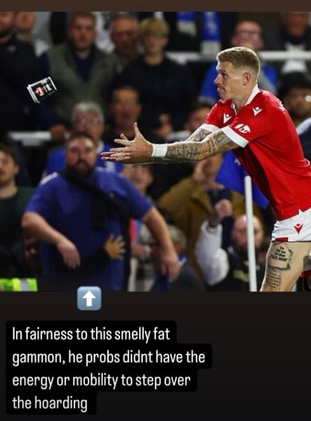 1726576511 816 Irish Wrexham star James McClean calls a fan a smelly