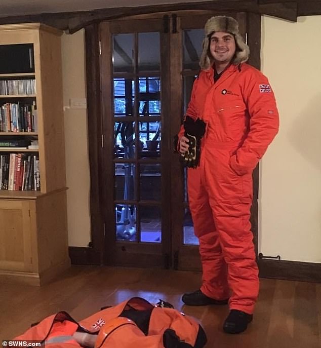 In 2016, Mr Last spent six months working with the British Antarctic Survey in Antarctica (pictured in his uniform), operating a traverse system to deliver scientific equipment