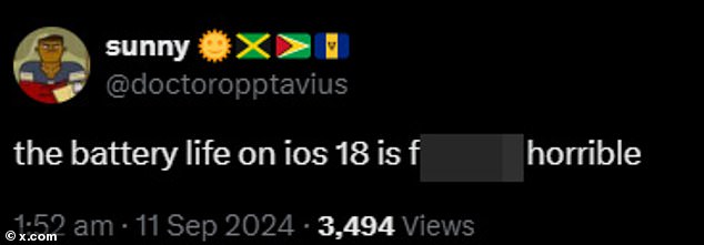One user said they updated to iOS 18 and their battery “drained before my eyes,” while another simply called it “f****** awful.”