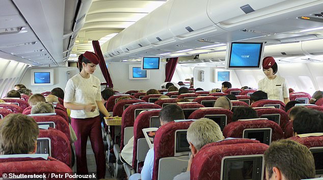 Australians flying from Brisbane to New York can get airfare for as little as $1,839. Pictured are passengers on a Qatar Airways flight