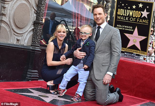 Pratt with his then-wife Anna Faris and their son Jack in 2017