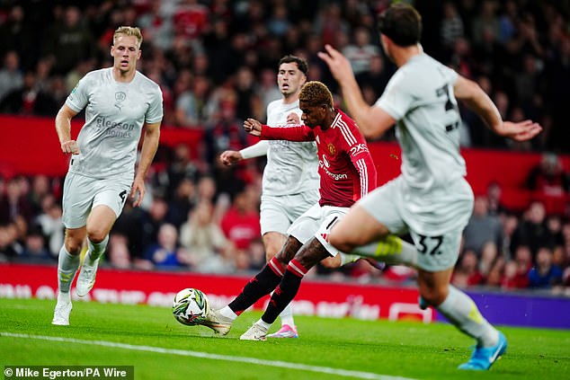 Rashford showed some clever footwork to give himself some space before firing to score