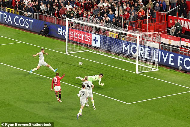 United's striker hit the ball high into the side netting to give his team the lead