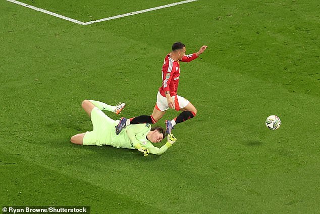 United were then awarded a penalty after Antony was brought down in the Barnsley penalty area